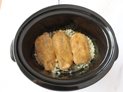 seasoned chicken breast in the crockpot